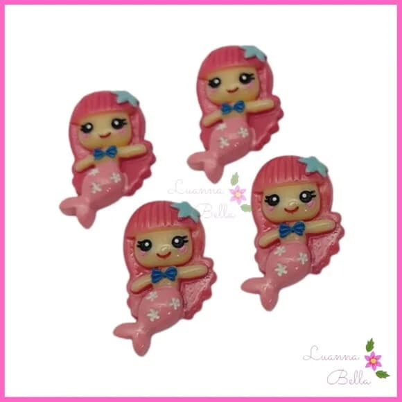 Aplique de Resina Modelo Sereia Rosa -Pct c/5 Unidades