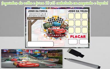 Carros Disney lembrancinhas de aniversario jogo da velha com forca personalizada