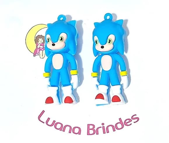 Pingente Sonic 3d Emborrachado Pacote com 2 Unidades