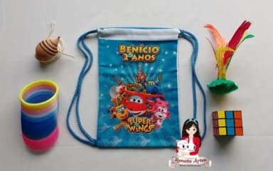 Mochila Brinquedos Retrô Tema Super Wings Azul