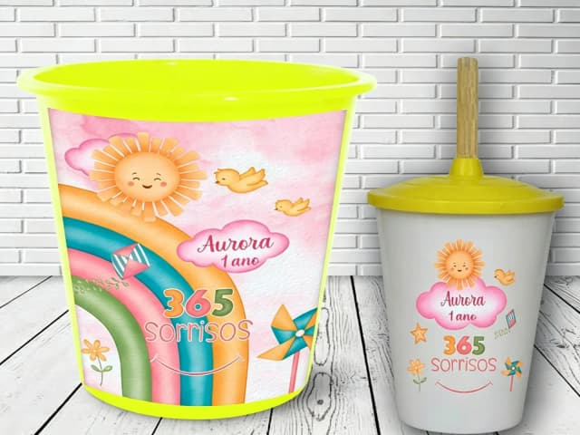 Kit Balde e Copo Twister personalizado 365 Sorrisos