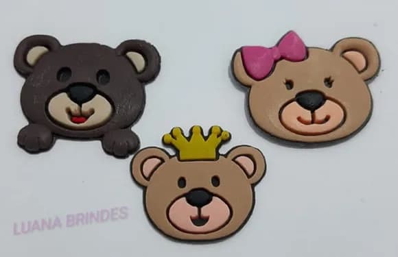 Aplique Ursos e Ursa Variados de Borracha -pct C/9 Unid