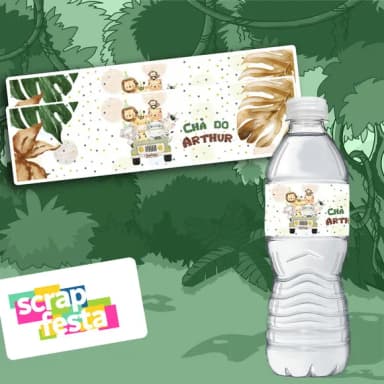 Adesivo Personalizado Rótulo Água 5x19,5 Safari Aquarela