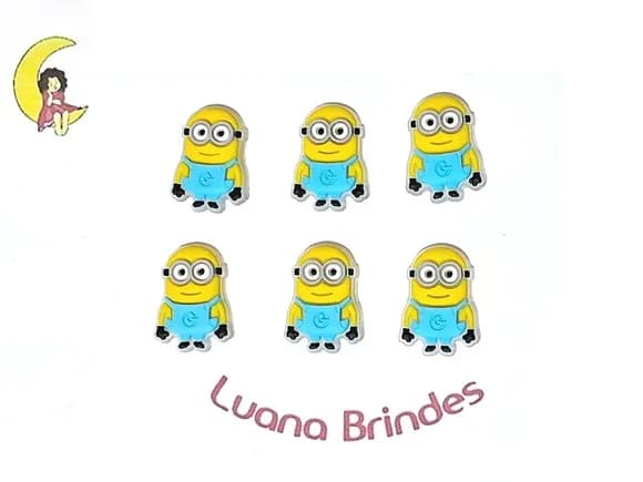Aplique Mini Minions 2,5cm Emborrachado Pacote C/6 Unidades