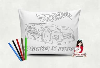 Almofada Pinte e Lave Hot Wheels