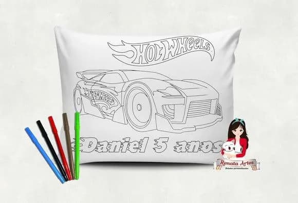 Almofada Pinte e Lave Hot Wheels