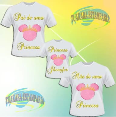 Kit 3 Camisetas - Princesa Minnie Rosa