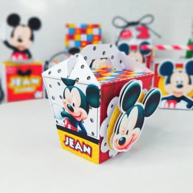 Caixa Sushi com Alça - Mickey Quadriculado