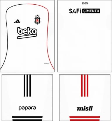 Arte Vetor Camisa Besiktas Local 2025-2026