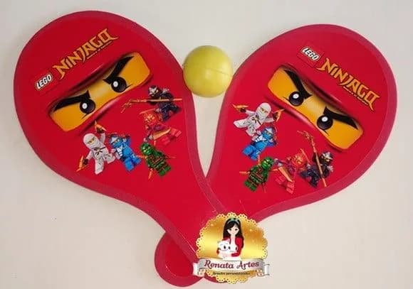 Raquetes de Ping Pong Tema Ninjago Vermelho