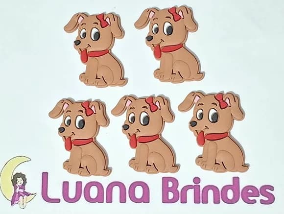 Aplique Cachorrinha Marrom Emborrachado Pcts C/6 Unidades