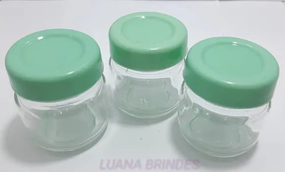 Potinho de Vidro 40ml Tampa Verde plástica- Pct 10 unidade