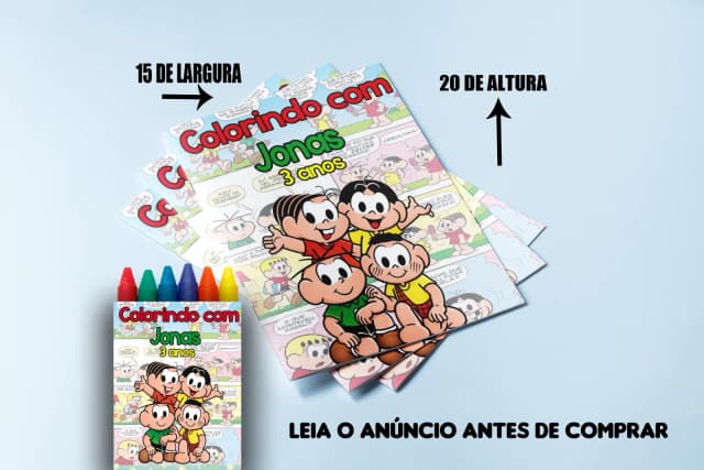 Revista de Colorir com Giz de cera Personalizada da Turma da Monica