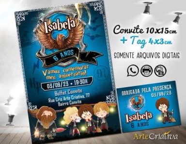 Convite Digital C/tag Harry Potter Corvinal