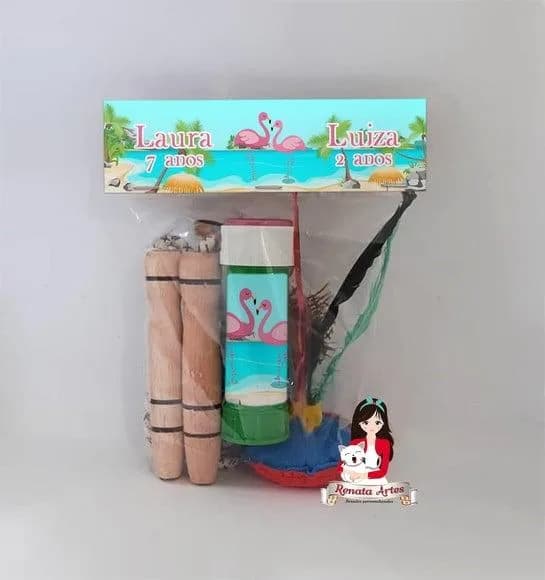 Kit Lembrancinha com Bolha de Sabão Flamingos