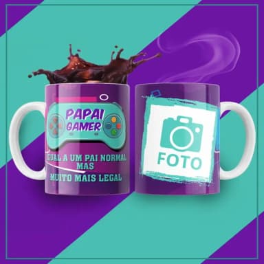 Caneca Personalizada Papai Gamer Geek com Foto