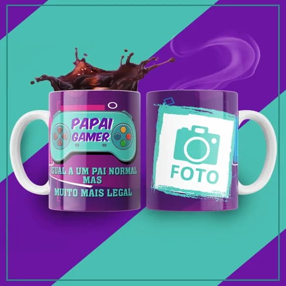 Caneca Personalizada Papai Gamer Geek com Foto
