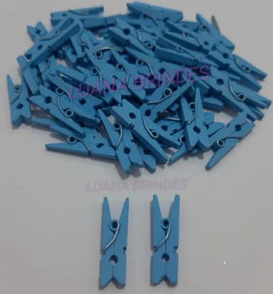 Mini pregador Azul de madeira - 2,5cm - pct c/ 40 unidades