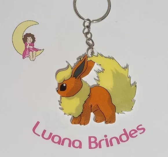 Chaveiro Pokémon Eevee Evolution Acrilico Uv- 3 Unidades