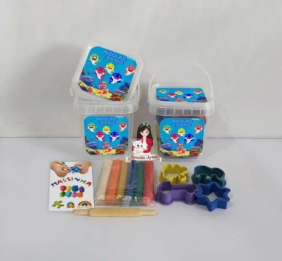 Kit Massinha no Baldinho Personalizado Baby Shark