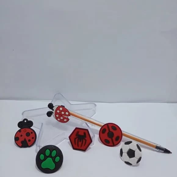 Ponteira para Lapis Simbolos de Borracha Pct 06 Variados