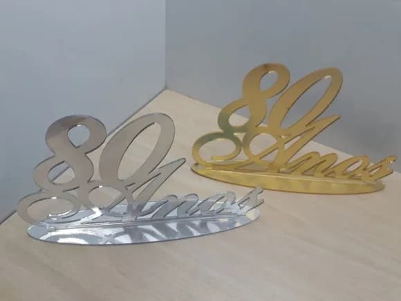 Topo de Bolo/mesa-80 Anos em Acrílico Espelhado