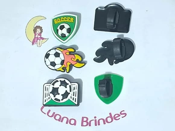 Pins para Cadarço Futebol Emborrachado Pacote com 6 Unidades