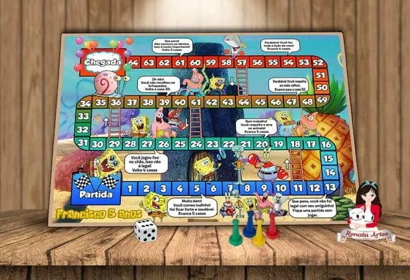 Tabuleiro Educativo Tema Bob Esponja