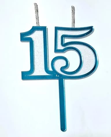 Vela 15 Anos Azul Claro Acrílico Pavio Magico - 1 Peça