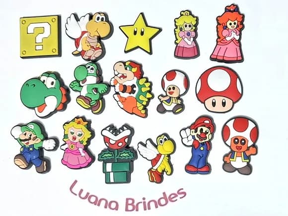 Aplique Super Mario Emborrachado Pacote com 16 Unidades