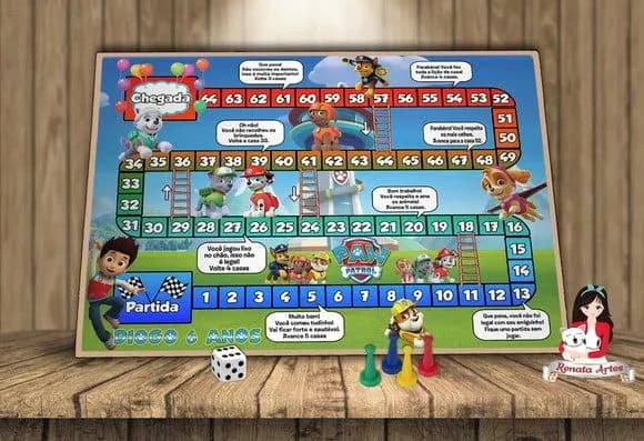 Tabuleiro Educativo Personalizado Patrulha Canina