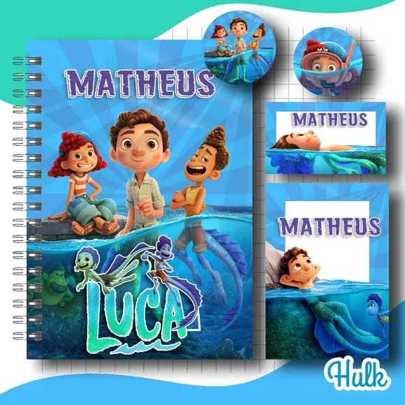 Caderno + Etiquetas + Tag Personalizada + Lápis ( Luca )