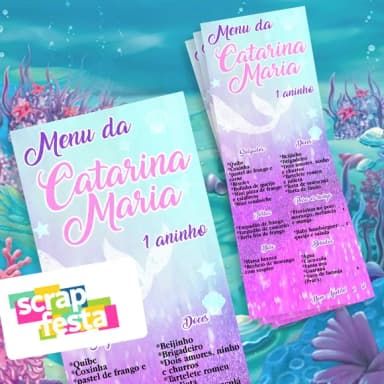 Menu Cardápio Personalizado Festa Sereia