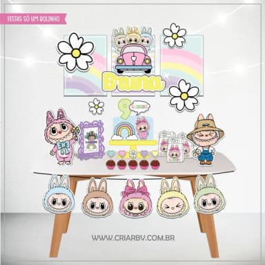 Kit 60 Lembrancinhas Labubu