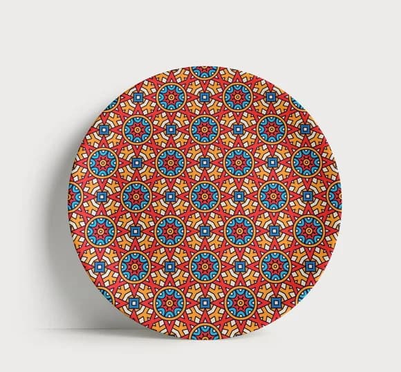 Prato Decorativo Padrão Mandala Estelar 21cm Porcelana