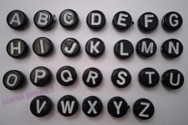 Letrinha Achatado Preto - 6mm - Pct c/4 alfabeto