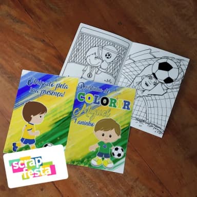 Revista Colorir + Giz de Cera Festa Esporte Futebol Copa