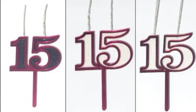 Velas 15 Anos Vermelho ou Pink Acrílico Pavio Magico -1 Peça