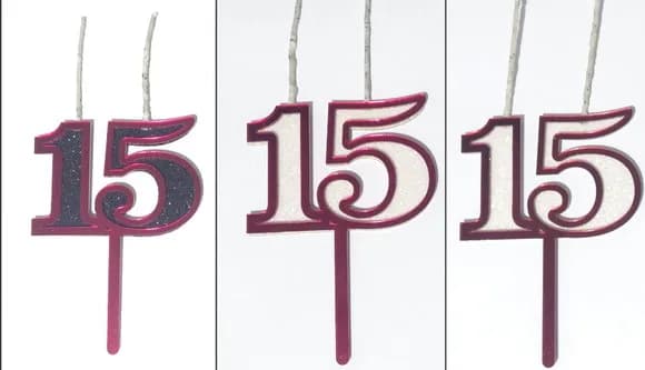 Velas 15 Anos Vermelho ou Pink Acrílico Pavio Magico -1 Peça