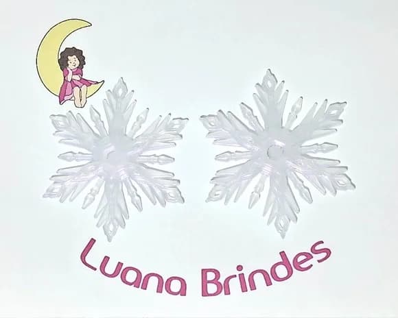 Floco de Neve Fruta Cor 7cm Acrílico Pacote com 10 Unidades.
