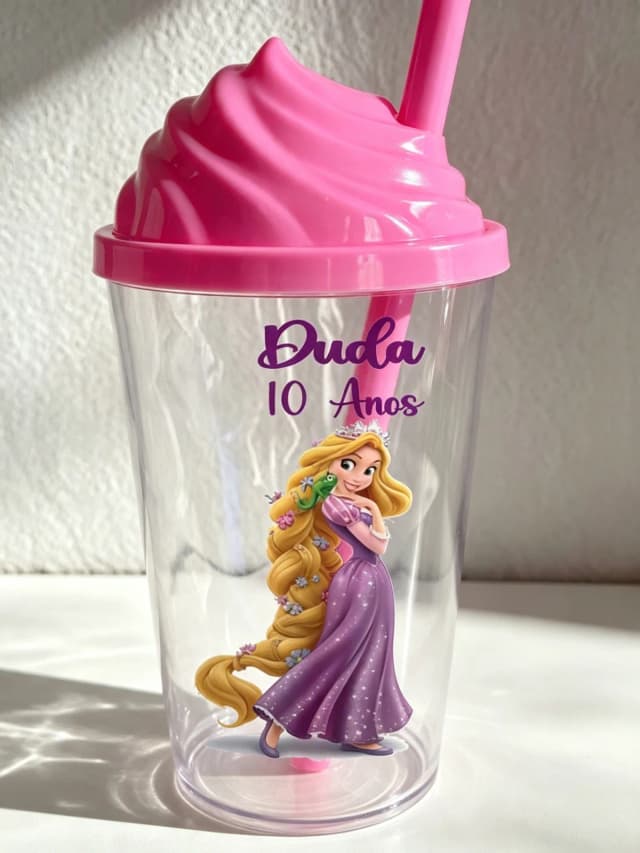 Copo Tampa Chantilly Personalizado da Rapunzel