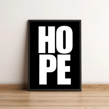 Quadro Decorativo Preto e Branco com a Palavra Hope 2136