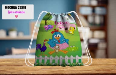 Mochilinha personalizada para lembrancinha da Galinha Pintadinha