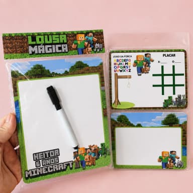 Lousa Magica Personalizada lembrancinhas Minecraft