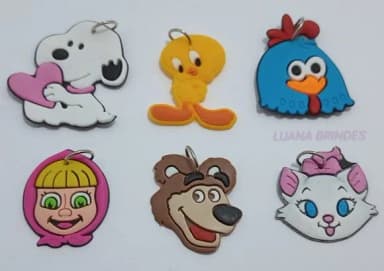 Ping Personagens Variados de borracha c/argola-pct c/12uni