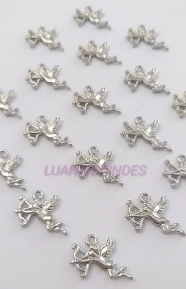 Pingente Cupido de Metal cor Prata - pct c/ 12 unidades
