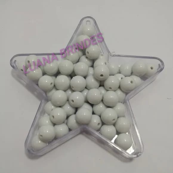 Bolinha Plástica Leitosa Branca Passante 10mm Pct 100 Unidad