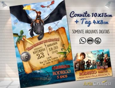 CONVITE DIGITAL C/TAG Como Treinar seu Dragão