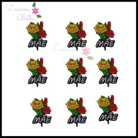 Aplique Emborrachado Mãe com Rosa - pcts c/ 7 unds