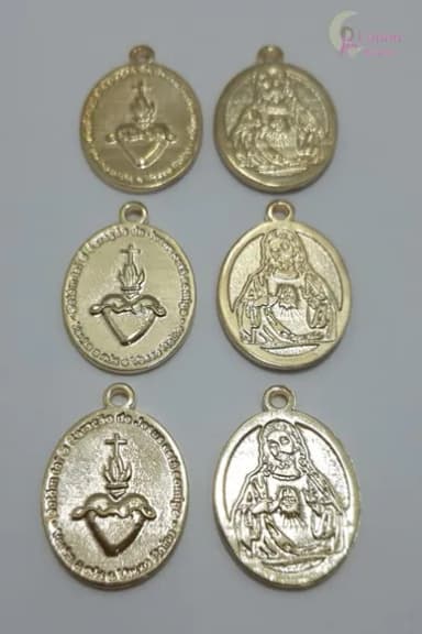 Medalha Coração de Jesus de Metal Dourado - Pct C/5 Unid